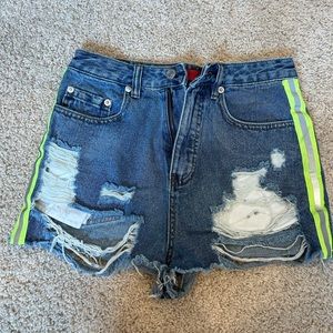 LF Denim Shorts with Neon Side